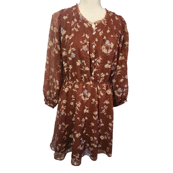 MADEWELL Floral Brown Dress Size Small - Picture 1 of 5